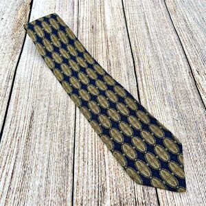 XMI For Nordstrom Men's Silk Tie - Blue with Gold‎ Ellipses
